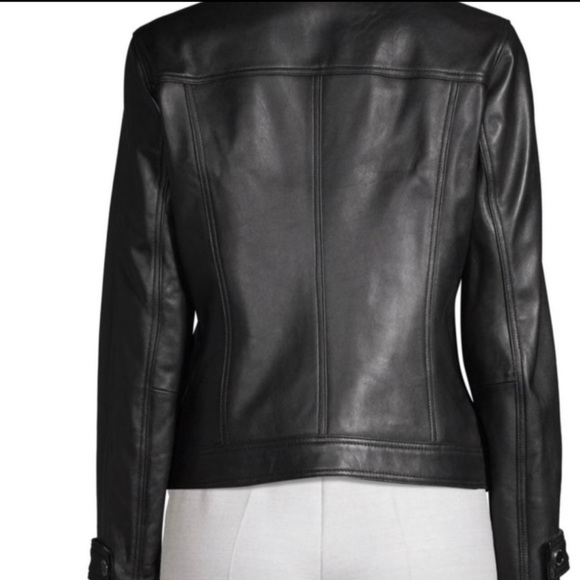 Tahari Leather Moto Jacket - Picture 2 of 7